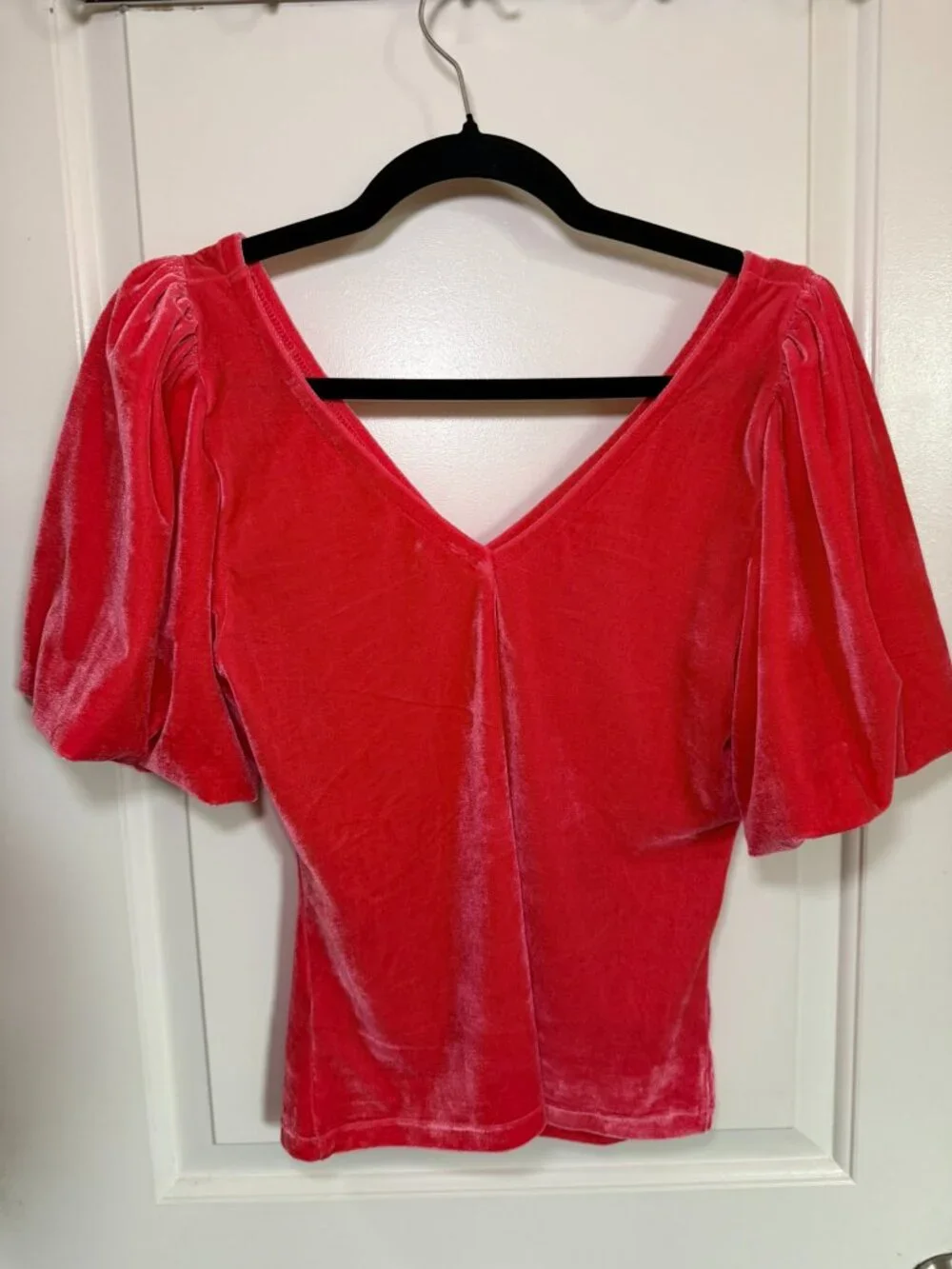 Free People Pink Velvet Cupcake Ruched V-Neck Top Romantic Boho Going Out Top